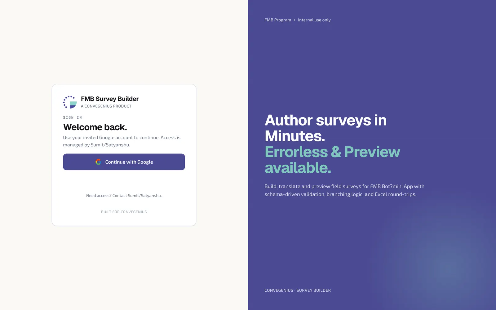 FMB Survey Builder, as deployed