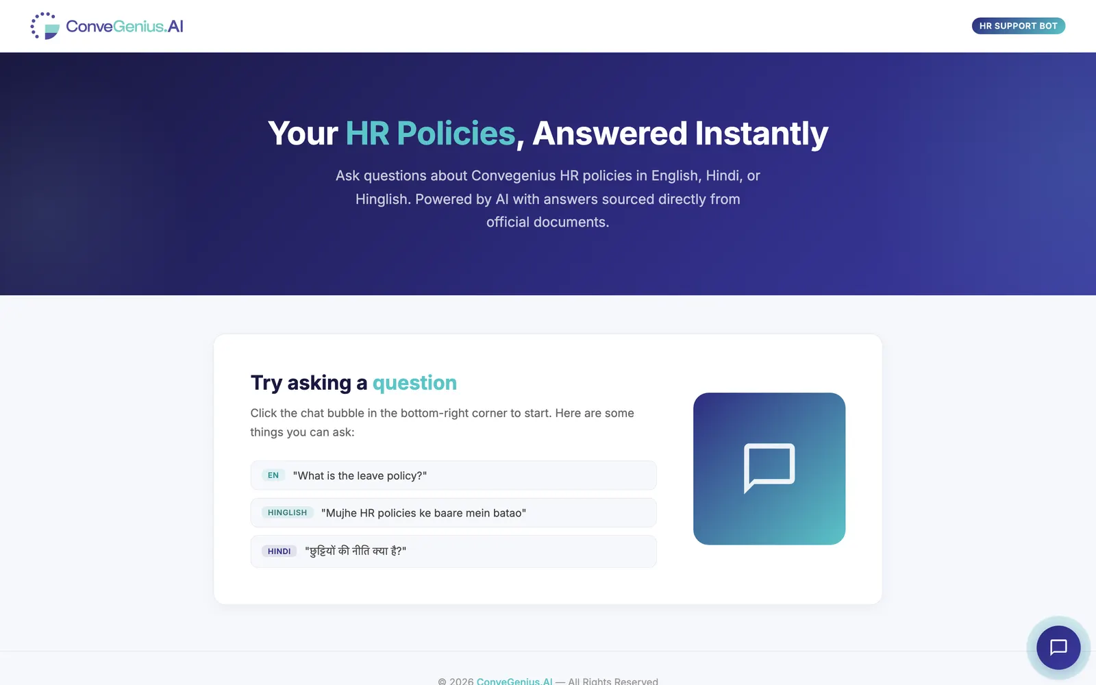 HR Support Bot, as deployed